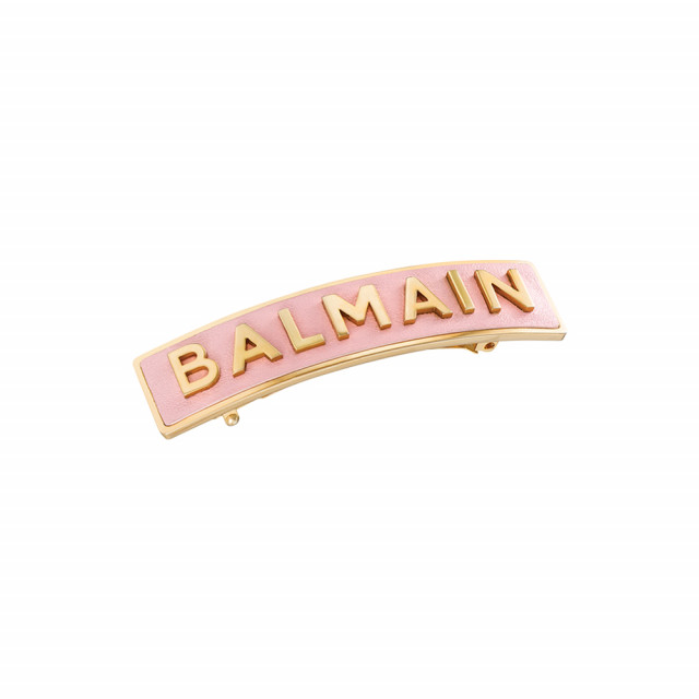 BALMAIN 粉紅經典髮夾 18K GOLD PLATED LEATHER BARRETTE POUR CHEVEUX