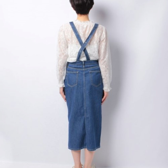 WEGO 日本限定 牛仔裙 長裙 開衩 設計感 口袋 緊身 線條 純棉 休閒 顯瘦 街頭 潮流 時尚 日本直送