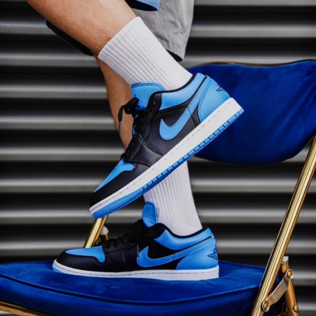 現貨新款】Nike Air Jordan 1 Low 男黑藍北卡藍黑頭低筒大學藍黑腳趾 